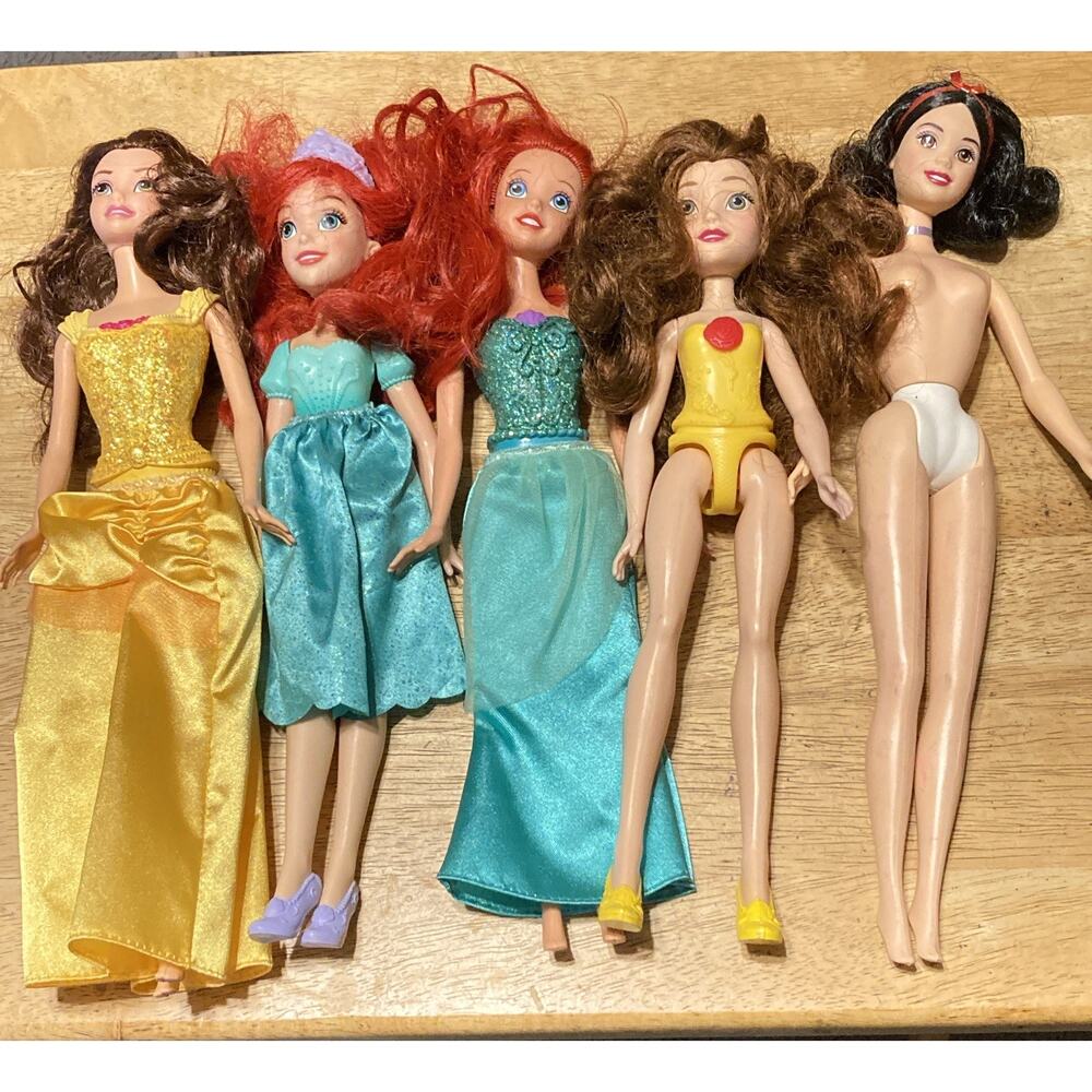 Disney Princess Ariel Snow White Belle Fashion Doll Lot 5‎ Dolls